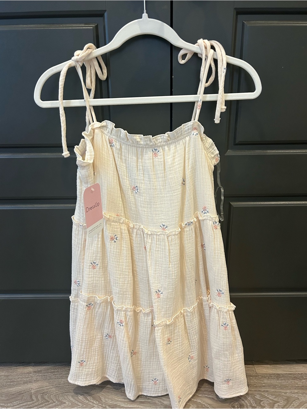 DressUp Cream Floral Mini Dress with Tie Straps